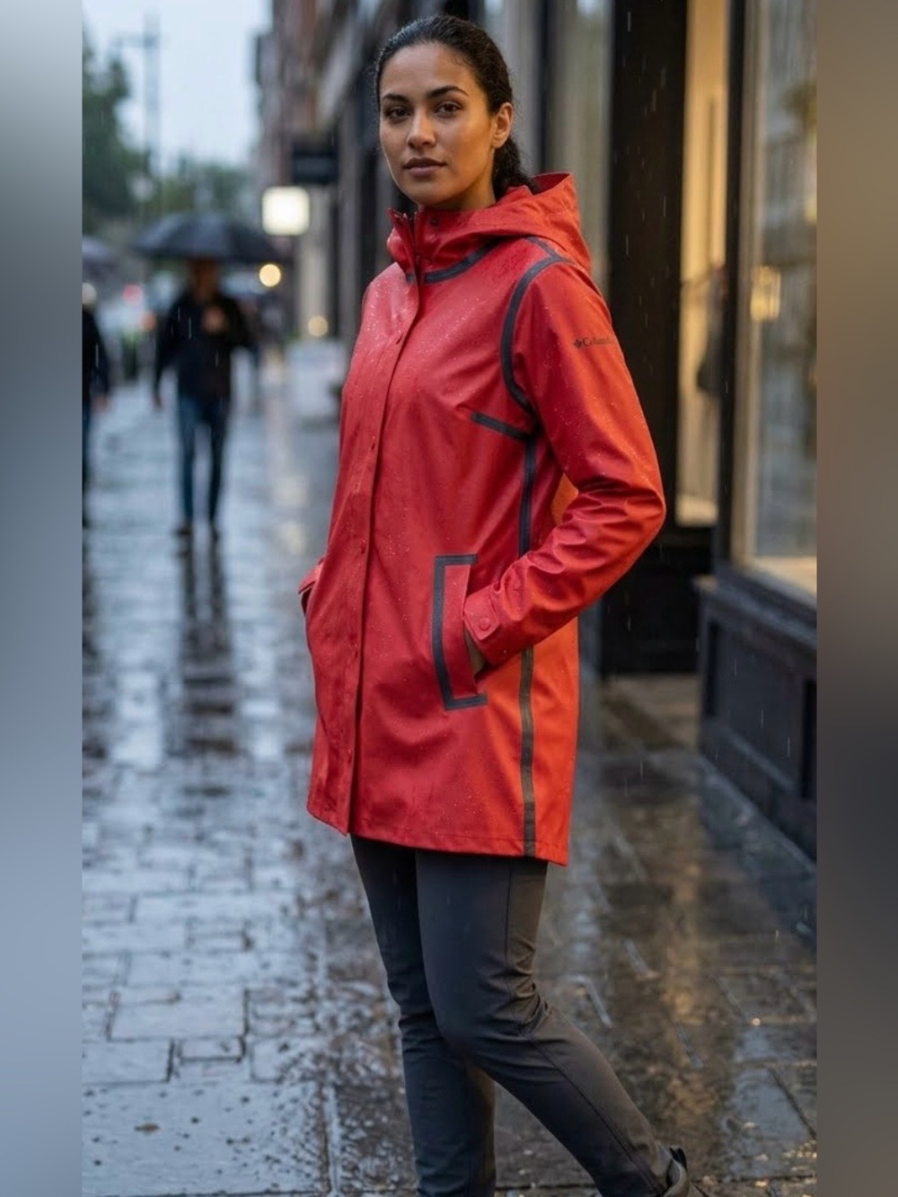Columbia Wonen’s OutDryRed Waterproof Hooded Raincoat Jacket Size Large